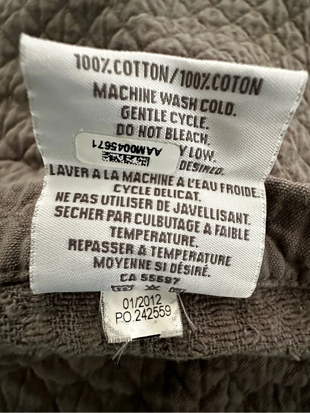 Restoration Hardware Vintage Wash Diamond Quilted Cotton Shams Grey - 2 Standard